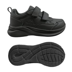 Kids black velcro school shoes by Kappa 